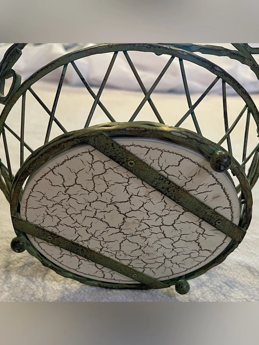 Vintage Wrought Iron Apple Fruit Basket Cottagecore Farmhouse Decor
